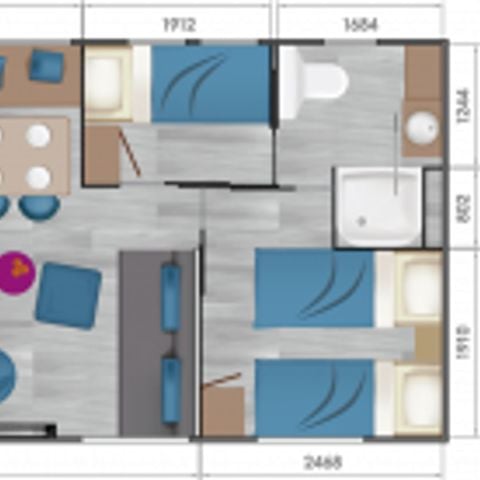 Stacaravan 6 personen - TAOS - 3 slaapkamers - 2 badkamers