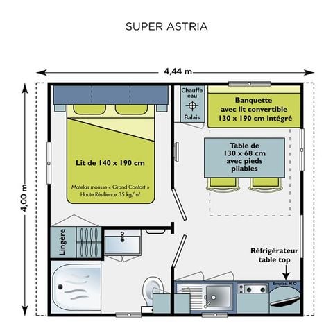 Stacaravan 2 personen - SUPER ASTRIA - 1 slaapkamer