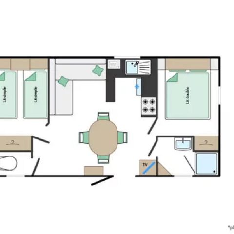 Stacaravan 4 personen - Mobile-Home CONFORT HUPPE 4 personen