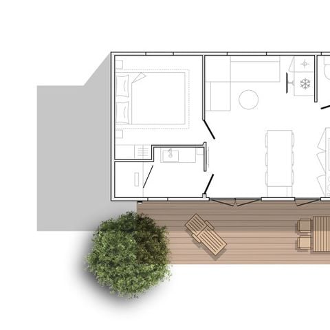 Stacaravan 6 personen - HORIZON Premium 33m² 3 kamers Overdekt terras