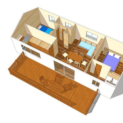 Stacaravan 6 personen - Comfort XL | 2 slaapkamers | 4/6 Pers | Verhoogd terras | Airconditioning