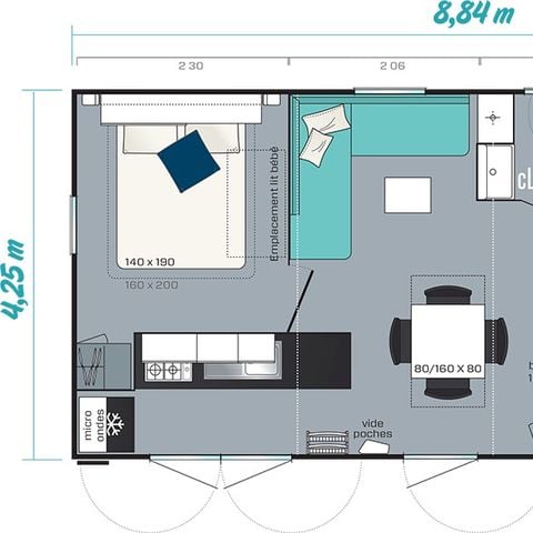 Stacaravan 6 personen - Comfort XL | 3 slaapkamers | 6 pers | Verhoogd terras | Airconditioning | TV