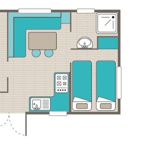 Stacaravan 4 personen - Mobile-home | Comfort XL | 2 slaapkamers | 4 pers. | Verhoogd terras | Airconditioning.