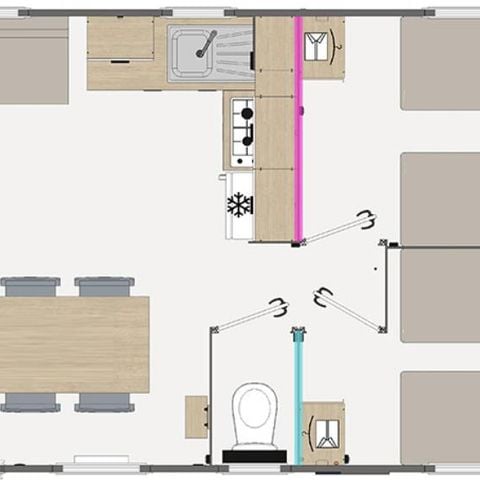 Stacaravan 6 personen - 3 slaapkamers