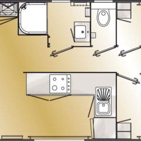 Stacaravan 6 personen - CARAIBES 3 kamers 40m² met semi-overdekt terras