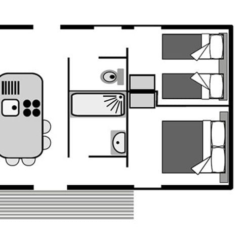 Stacaravan 6 personen - Premium Exclusief | 3 slaapkamers | 6 pers. | Verhoogd terras | Airconditioning | TV