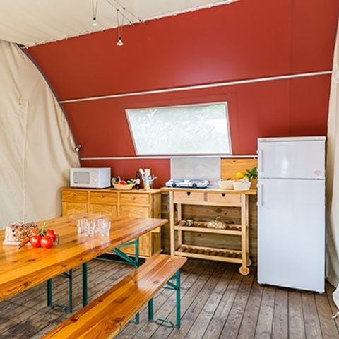 Bungalowtent 8 personen - Ontdekkingsreizigerstent | 4 slaapkamers | 6/8 personen | Zonder badkamer