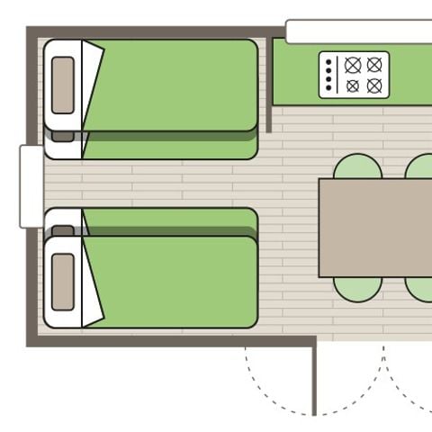 Bungalowtent 6 personen - Canvas bungalow | 2 slaapkamers | 4/6 personen | Geen badkamer | Airconditioning