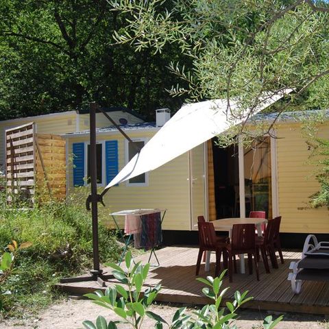 Stacaravan 6 personen - Standaard Relax 33m² - 3 kamers + Terras met Parasol