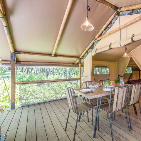 Safaritent 5 personen - Lodge Insolite Pinède 46m² - 2 kamers + Overdekt terras + Plancha