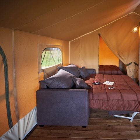 Safaritent 5 personen - Lodge Insolite Pinède 46m² - 2 kamers + Overdekt terras + Plancha