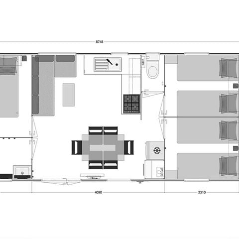 Stacaravan 6 personen - 3-slaapkamer Premium Comfort