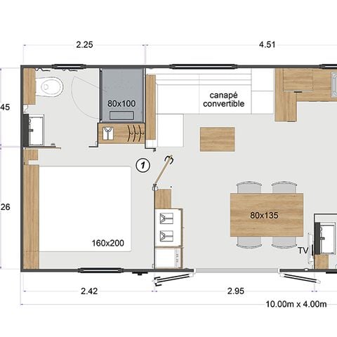 Stacaravan 6 personen - L'Ile, Mobil Home 3 CH- 6 pers/LV+clim+2 SDB.