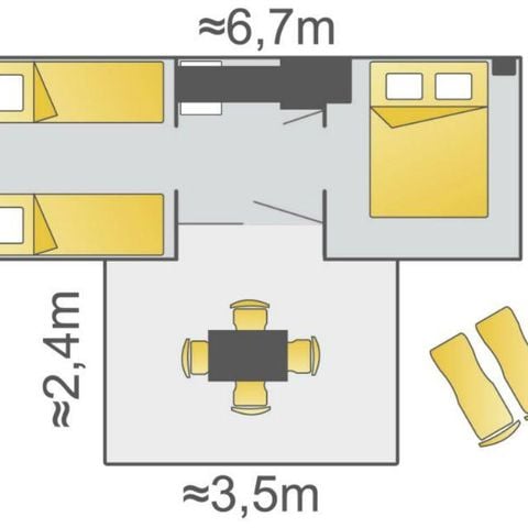 Bungalowtent 4 personen - COCO SWEET (geen sanitair, geen water, geen terras)