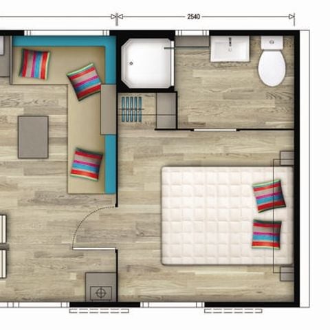 Stacaravan 4 personen - Premium | 2 Slaapkamers | 4 Pers | Verhoogd terras | Airconditioning | TV