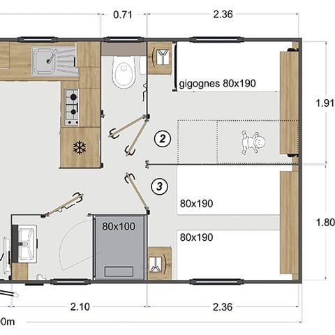 Stacaravan 6 personen - Premium 3bed 6 pers met airconditioning