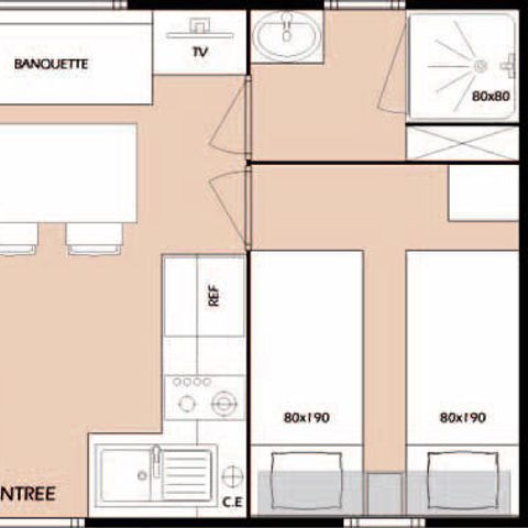 Stacaravan 4 personen - Vrije tijd 3 kamers 4 personen Airconditioning + TV