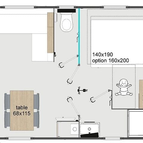 Stacaravan 6 personen - Presta+ 30m² (30m²)