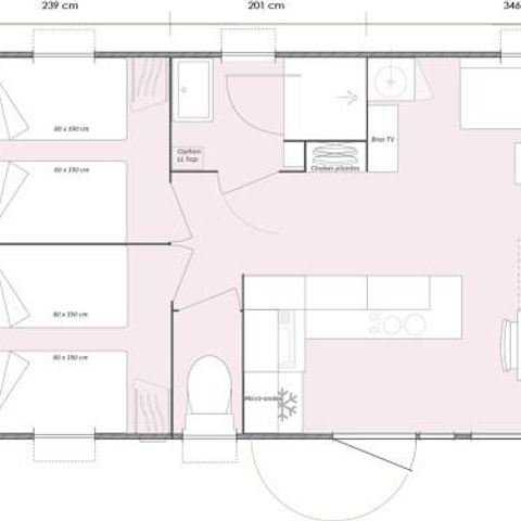 Stacaravan 6 personen - Prestige 2 badkamers, 1 jacuzzi