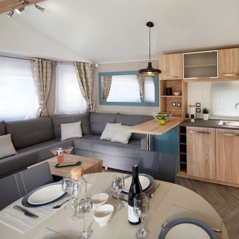 Stacaravan 4 personen - Mobil-home Luxe 40m² (4p-2ch), SPA, Clim, Tv, LV, bed 160, rolluiken, plancha, Nespresso