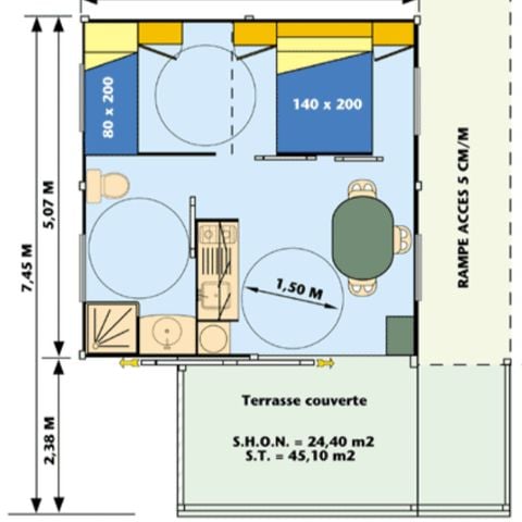 Chalet 3 personen - Ciela Confort PMR - 1 slaapkamer