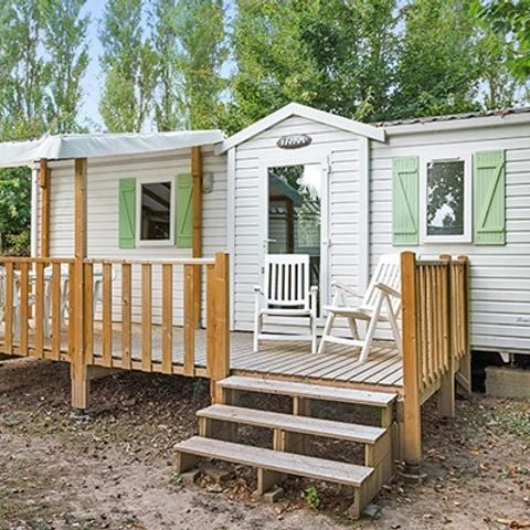 Stacaravan 6 personen - Mobile-home | Comfort XL | 2 slaapkamers | 4/6 pers. | Verhoogd terras | Airconditioning