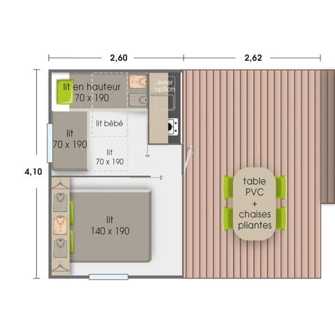 Bungalowtent 5 personen - TITHOME zonder sanitair 26 m²