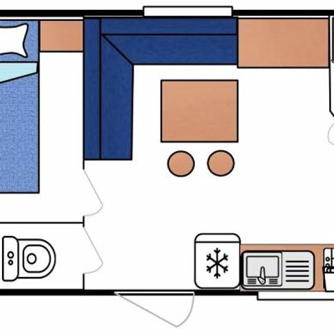 Stacaravan 4 personen - 4 slaapplaatsen 2 slaapkamers