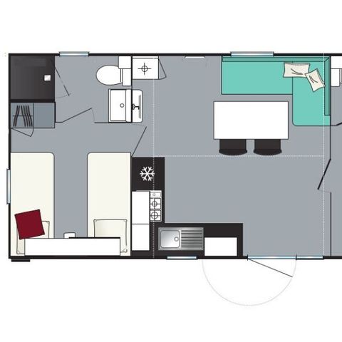 Stacaravan 6 personen - Evasion+ 2 Slaapkamers 2 Badkamers 31m² Woonoppervlakte