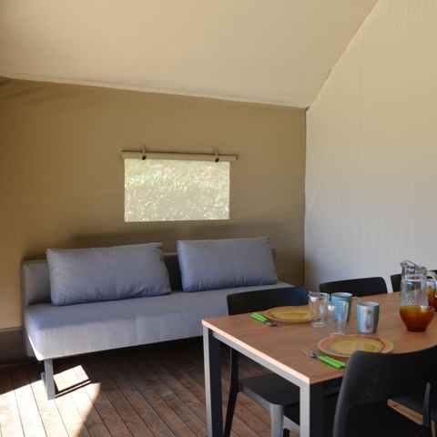 Safaritent 6 personen - NIEUW//Tent Woodlodge Confort Family 34m² (3bed - 6pers) - zonder sanitair