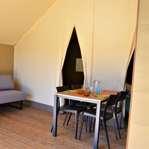 Safaritent 4 personen - NIEUW/// Woodlodge Comfort Tent 23m² (2bed - 4pers) - zonder sanitair