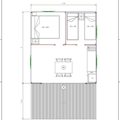 Safaritent 4 personen - NIEUW/// Woodlodge Comfort Tent 23m² (2bed - 4pers) - zonder sanitair