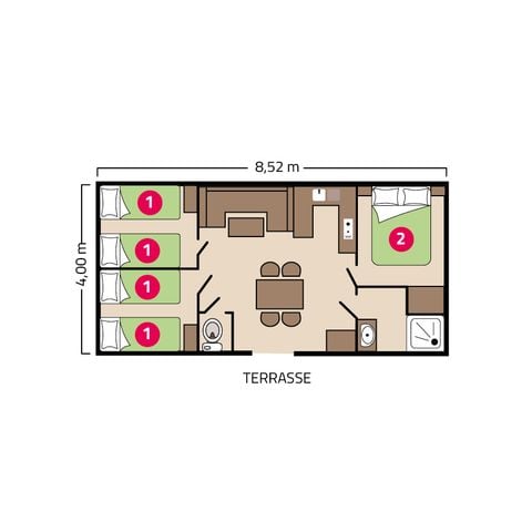 Stacaravan 6 personen - Gezin 6 personen