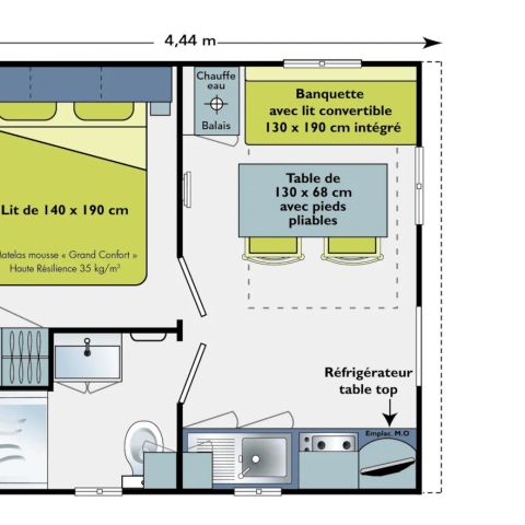 Stacaravan 2 personen - 1 SLAAPKAMER TERRAS 16-20m ² (16-20m ²)