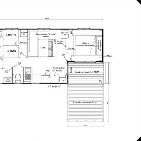 Stacaravan 4 personen - Klassieke stacaravan 2bed 4p semi-geïntegreerd terras