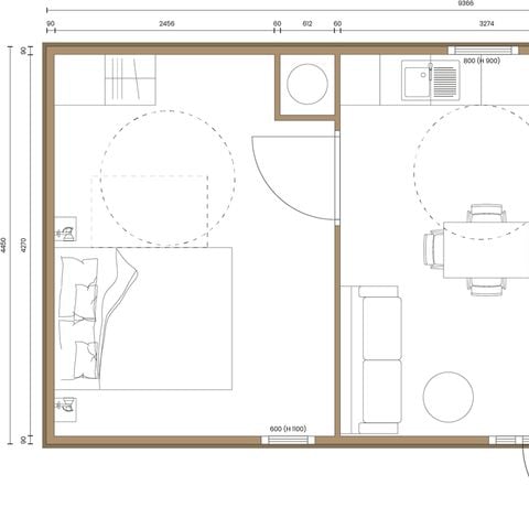 Stacaravan 4 personen - MOBIWOOD 40 PMR - 2 Slaapkamers