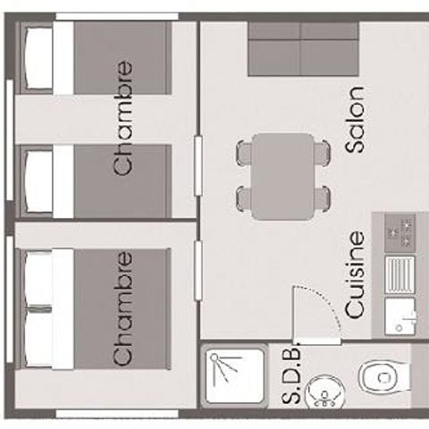 Safaritent 4 personen - Cabane Lodge Standard 20m² 2 kamers + handdoeken en lakens + overdekt terras + TV