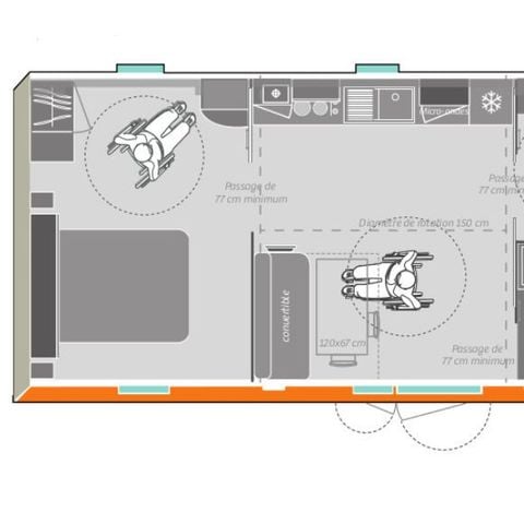 Stacaravan 6 personen - Evasion voor 6 personen 2 kamers PMR 30m² - Cote d'Azur