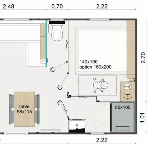 Stacaravan 4 personen - Comfort+ 3 kamers 4 personen Airconditioning + TV