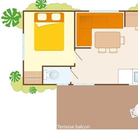 Stacaravan 6 personen - Mobile-home | Comfort XL | 2 slaapkamers | 4/6 pers. | Verhoogd terras | Airconditioning