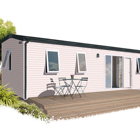 Stacaravan 6 personen - Premium 35m² 3 slaapkamers + Airconditioning + TV + LV + overdekt terras