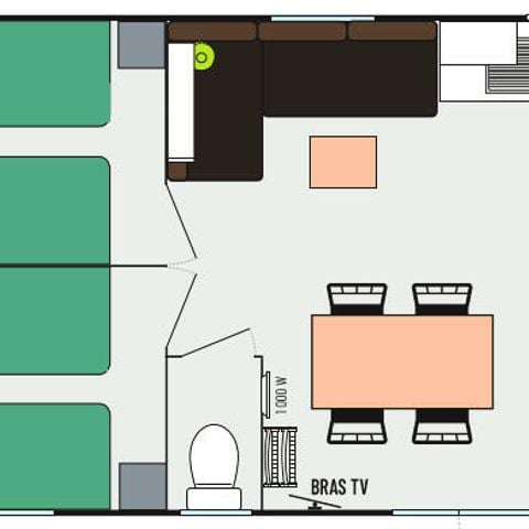 Stacaravan 6 personen - 4 kamers + TV