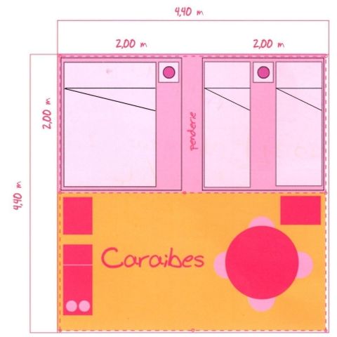 Bungalowtent 4 personen - Caribisch gebied + terras + luifel