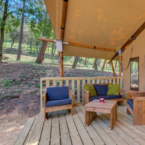 Safaritent 6 personen - PREMIUM LODGE HOUT en DAK