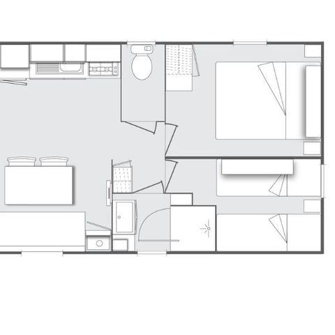 Stacaravan 4 personen - Cocoon 2 kamers 24m² (24m²)