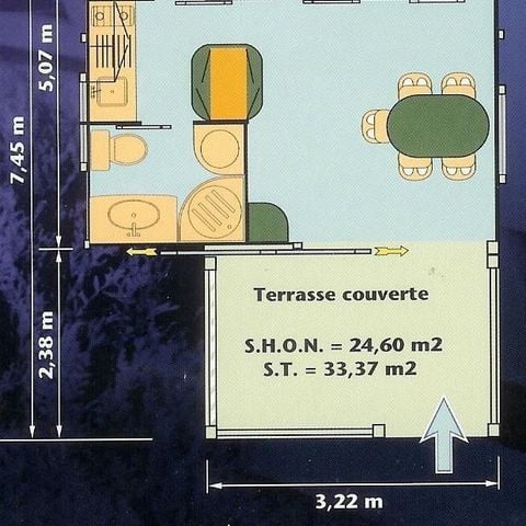 Chalet 5 personen - Chalet Confort 25m² (2 kamers) + overdekt terras 5 personen