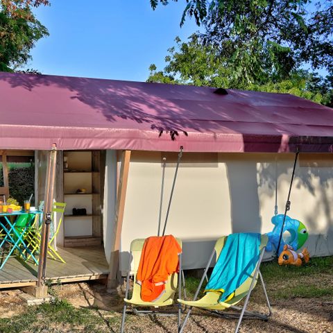 Bungalowtent 4 personen - Freeflower Confort 22m² (2 kamers) + Overdekt terras 5 personen