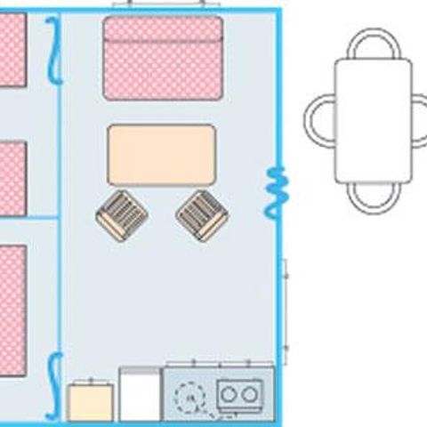 Stacaravan 6 personen - Bungalow Funflower Standard 25m² (2 kamers) - zonder eigen badkamer 4/5 pers