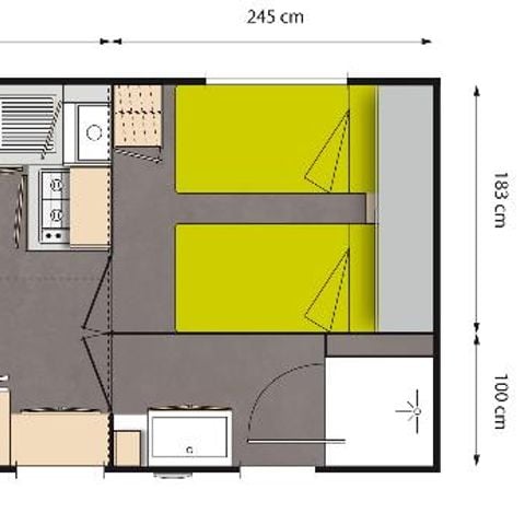 Stacaravan 4 personen - Stacaravan Confort 23/27m² - 2 kamers - overdekt terras + TV 4 pers