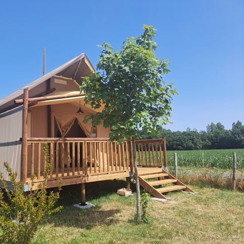 Safaritent 4 personen - Lodge Toilé Confort 25m² (2 kamers) - met sanitair - overdekt terras